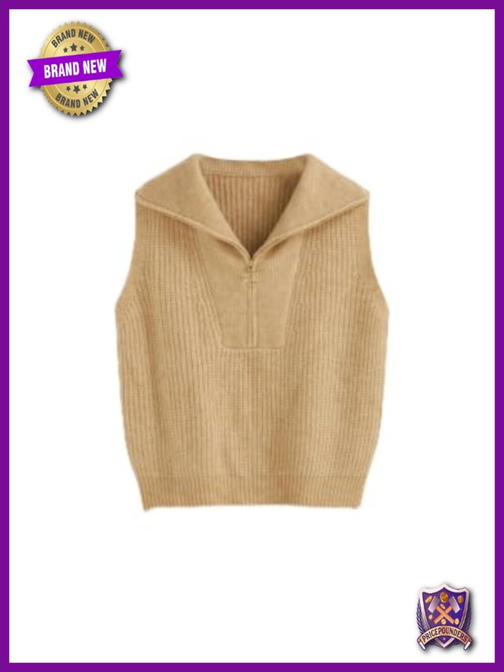 Women's Sweater Vest Sleeveless Wool Blend Quarter Zip Pullover